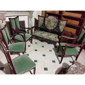 Art Nouveau Living Room (2 Chairs, 2 Armchairs And A Bench)