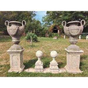 Pair Of Cast-iron Vases