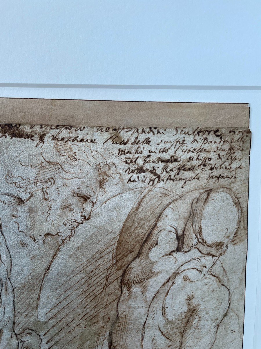 Jacopo Zanguidi Dit Bertoja (1544 - 1574) - 16th Century Drawing, Combat Of 5 Characters-photo-2