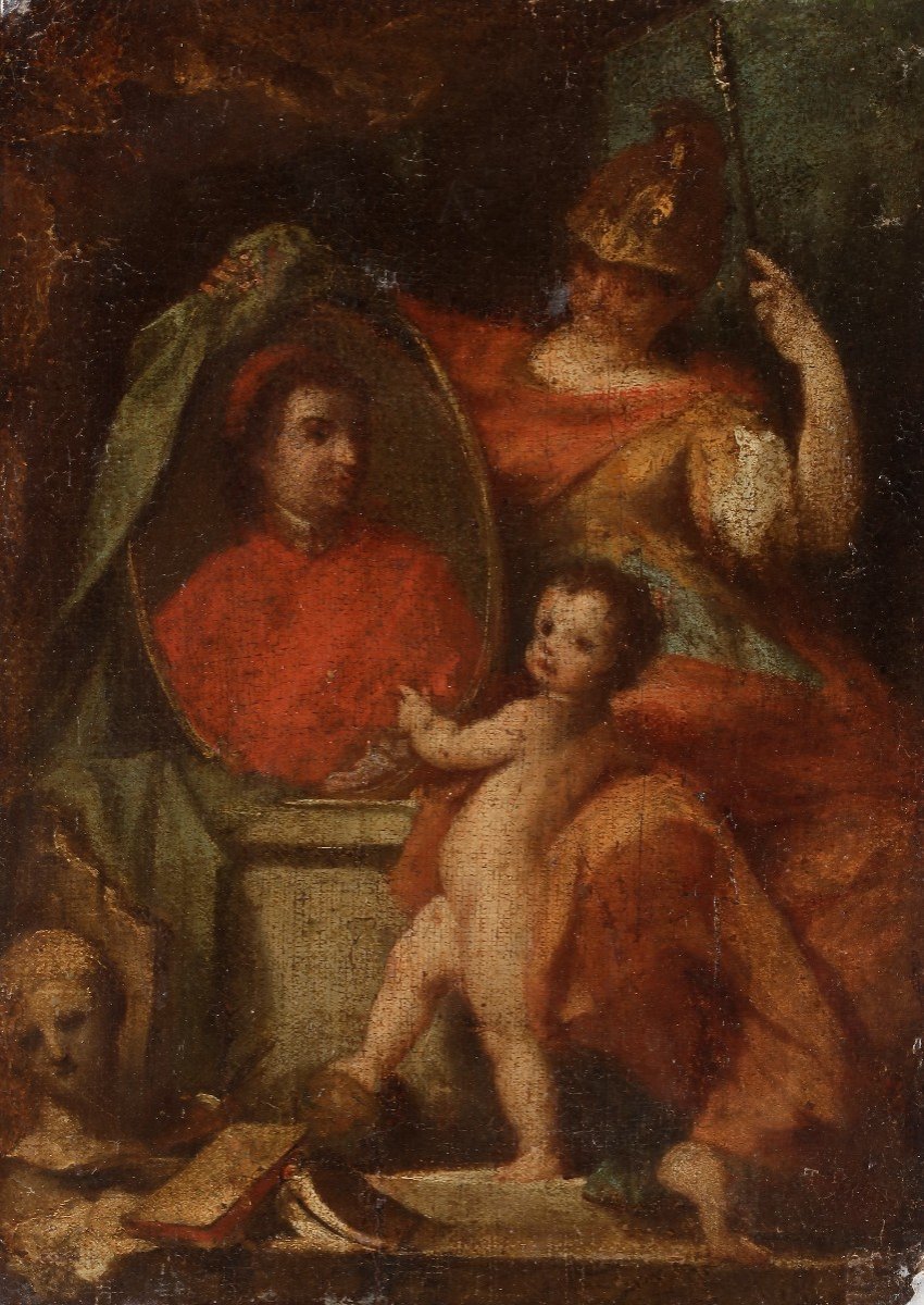 Nicolas Delobel (1693-1763)  - Portrait Allégorique Du Cardinal Alessandro Albani