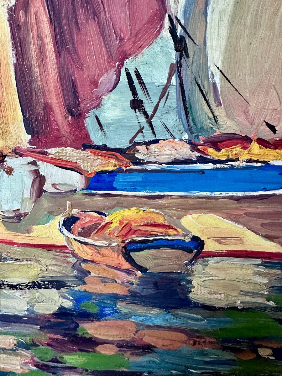 école Française Début XXe, Entourage De Georges Lapchine - Voiliers De Pêche-photo-2