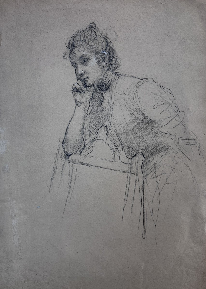 Maurice Chabas (Nantes 1862 – 1947 Versailles) - Jeune Femme Pensive
