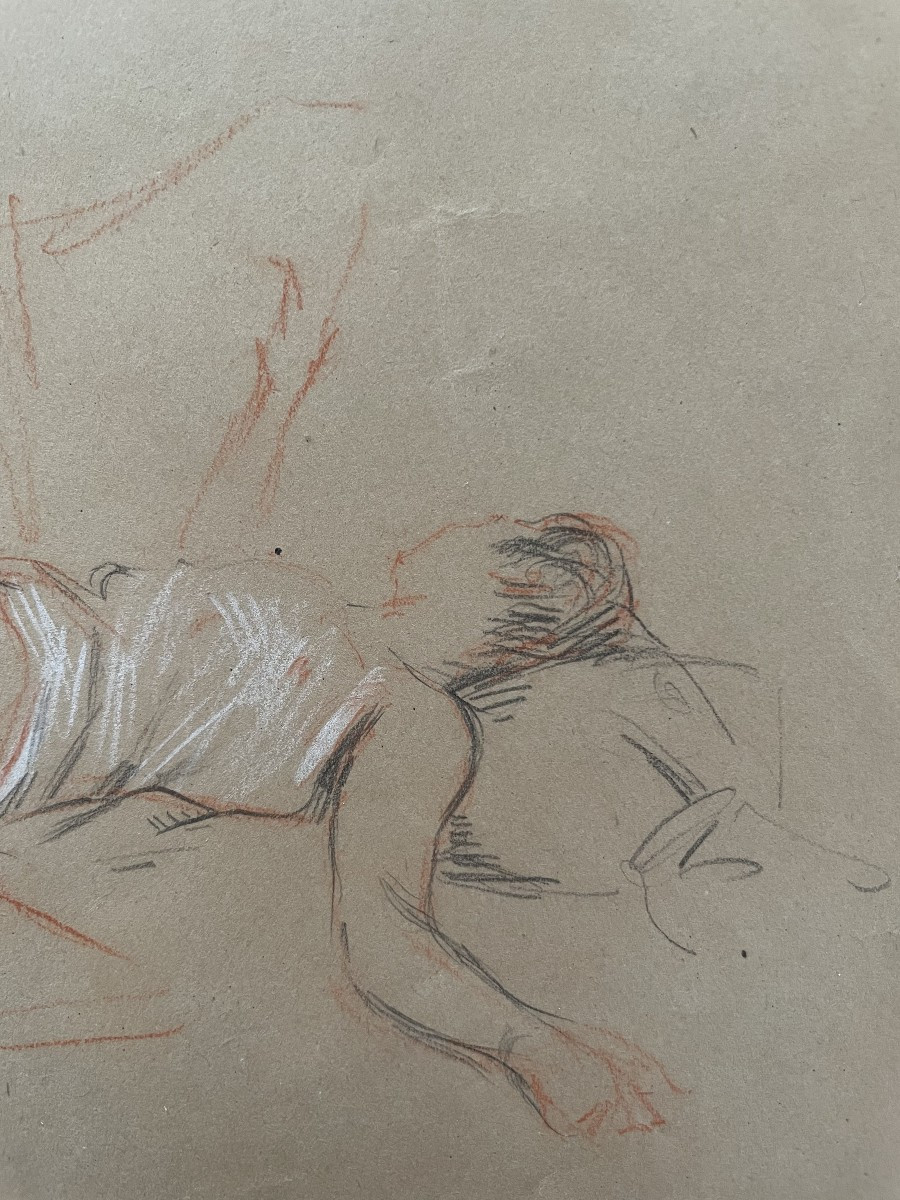 Entourage (or By?) Paul César Helleu (1859-1927) - Study Of A Reclining Woman-photo-3