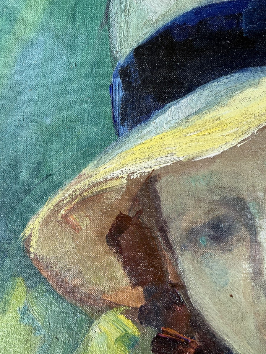 Robert Antoine Pinchon (rouen, 1886 – Bois-guillaume, 1943) - Portrait Of Geneviève Pinchon-photo-2