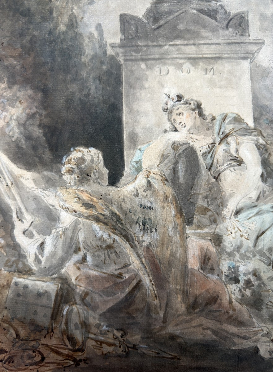 French School, Late 18th Century (circa 1775–1795) - Allegory Of Mourning (or Fallen Fortune)-photo-2