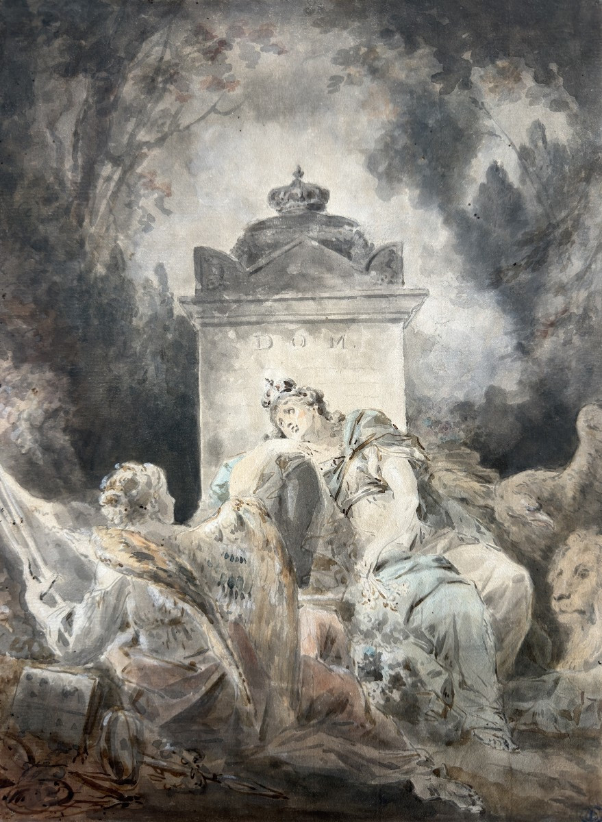 French School, Late 18th Century (circa 1775–1795) - Allegory Of Mourning (or Fallen Fortune)