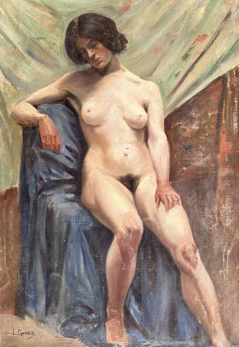 Attribué à Lovis Corinth (1858–1925) - Nu féminin adossé à un fauteuil, vers 1911–1915