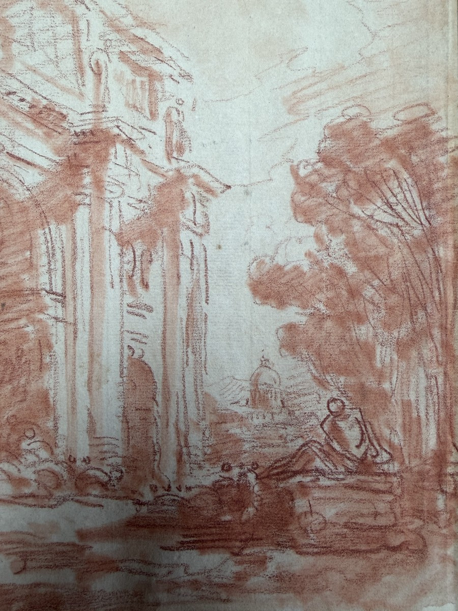 French School Of The 18th Century, Circle Of Hubert Robert (1733-1808), Landscape In The Antique Style-photo-4