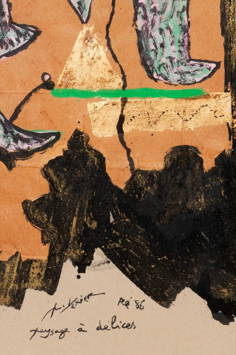 Richard Texier (né en 1955) – Paysages à Délices, 1986 – Technique mixte sur papier, signée-photo-2