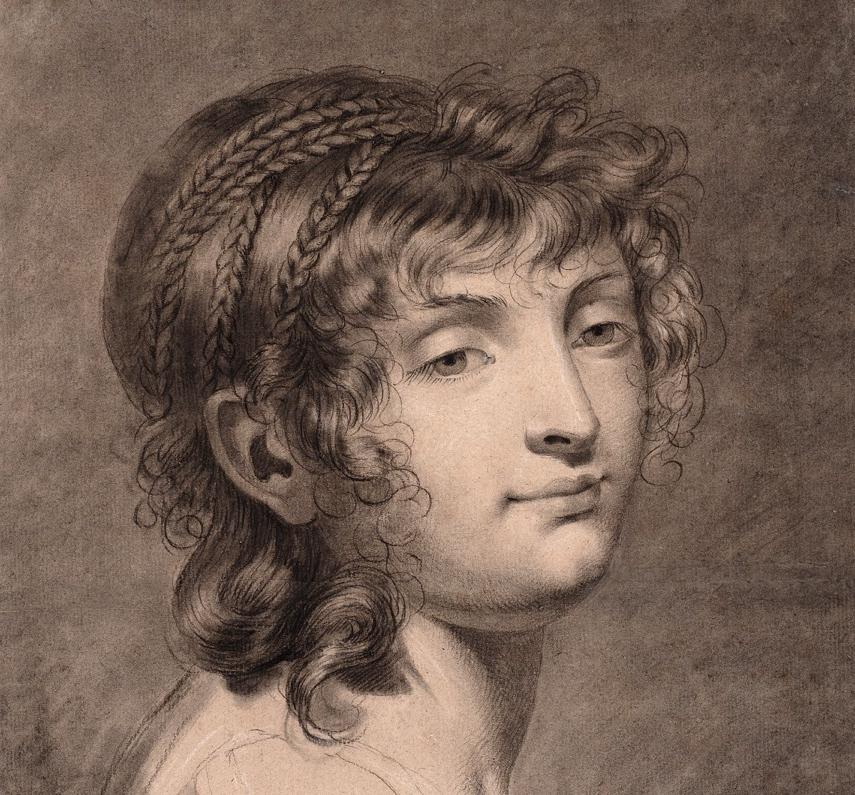 Pauline Auzou (1775–1835), Portrait Of A Young Woman With Braids, Circa 1800-photo-3