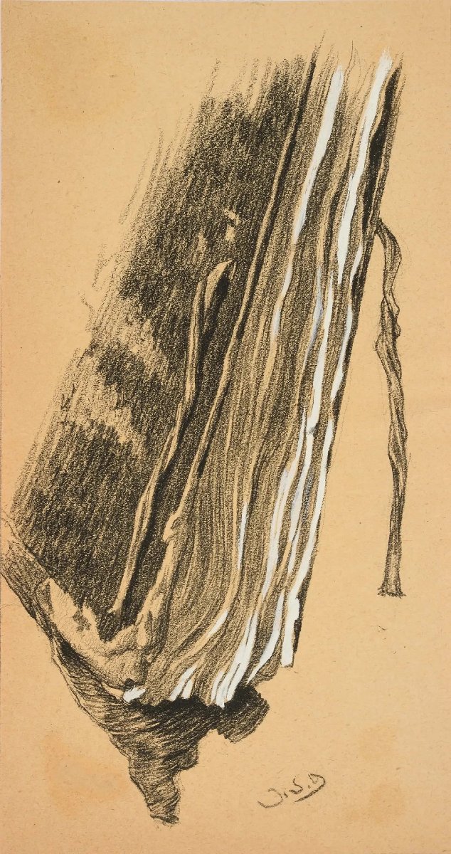 Jacques Schultz-dal, Study Of A Portfolio For Drawings, Charcoal With White Heightening