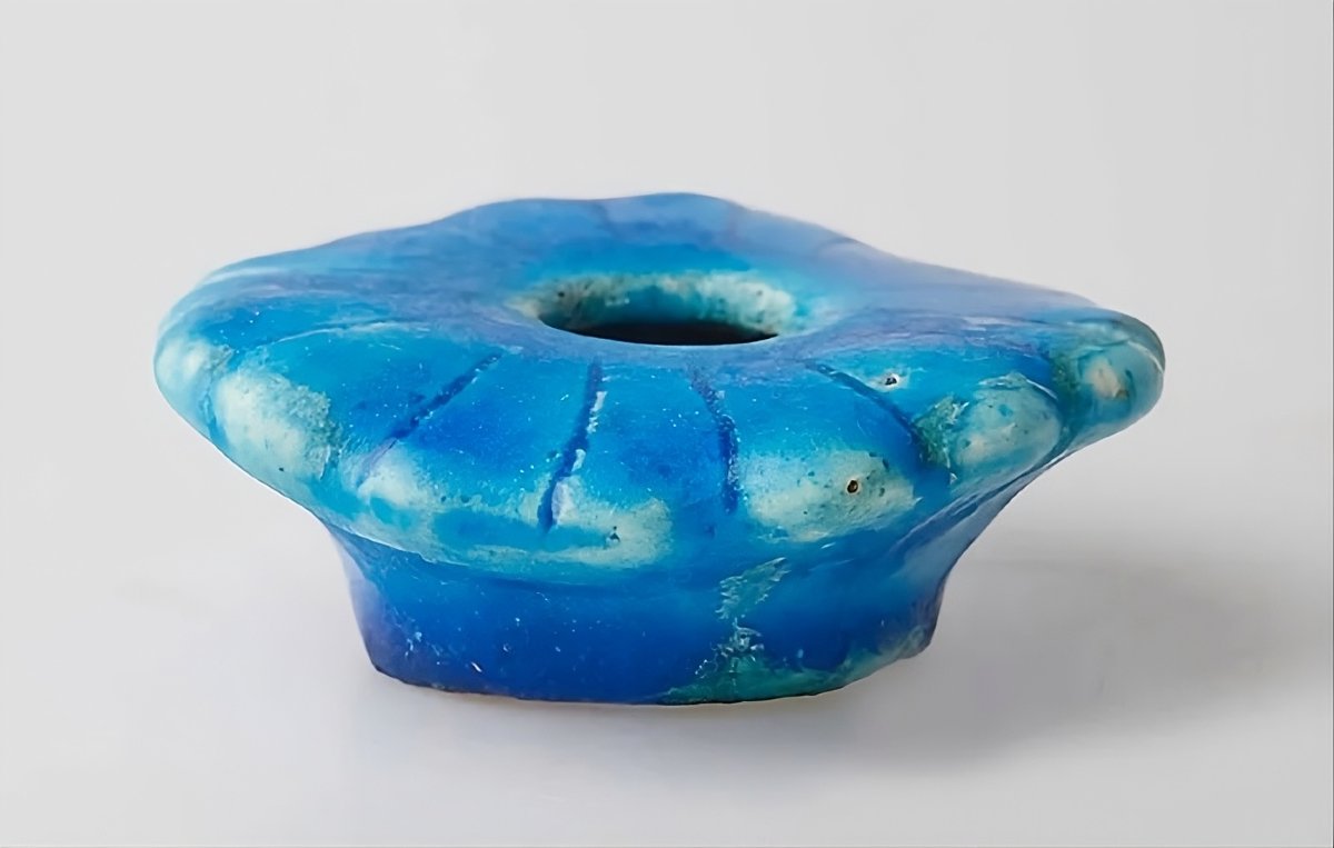 Rare encrier méloniforme à glaçure turquoise - Iran médiéval, vers 1150-1250-photo-2