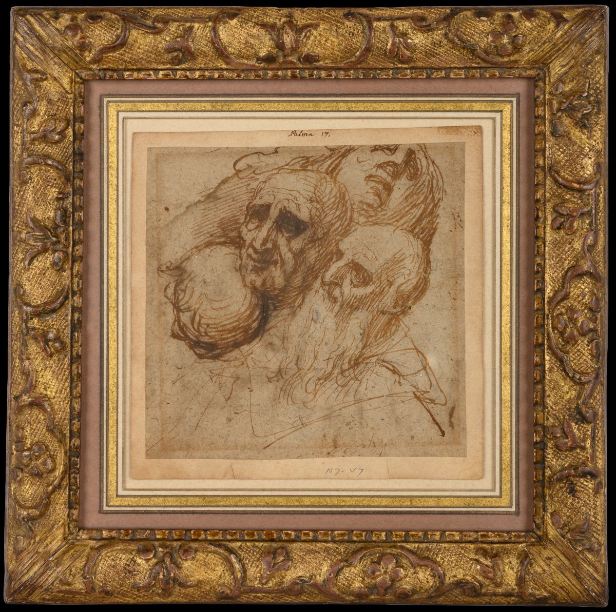 Palma le Jeune - Études de têtes d’hommes, dessin vénitien vers 1595