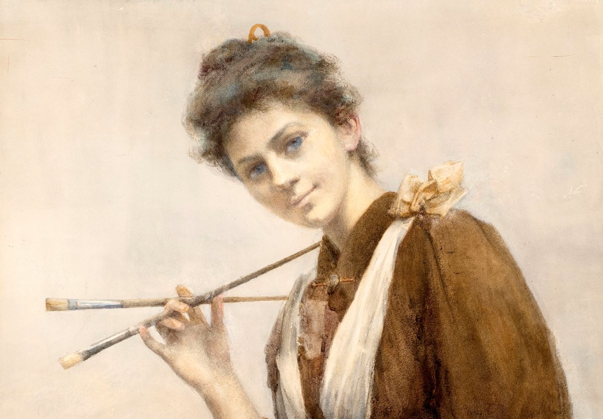 Gertrude Demain Hammond (1862–1952) – Portrait Of A Young Artist With A Palette, C. 1895-photo-3