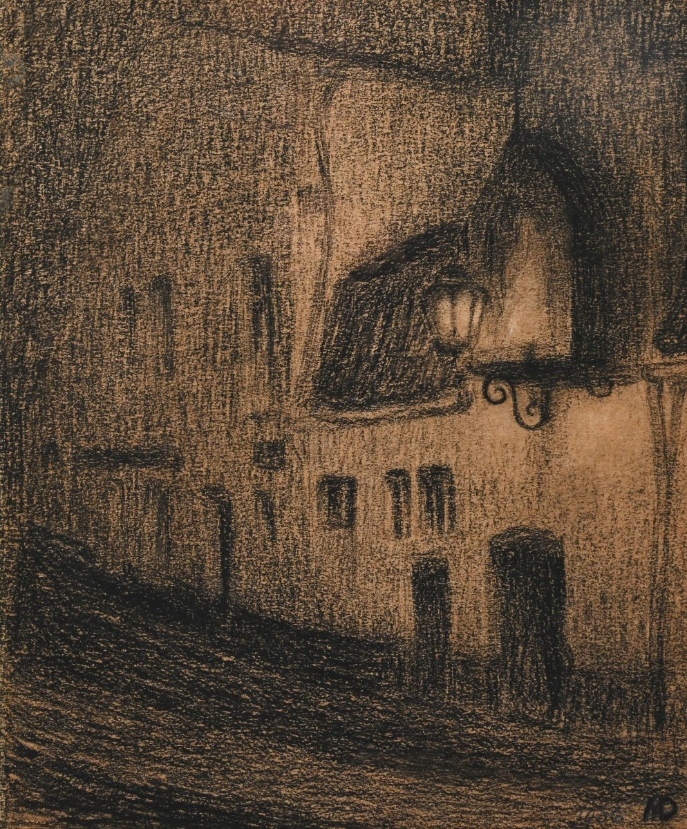 Maurice Dupuis (1882–1959), *old Facades*, 1906, Charcoal Drawing On Display At The Ghent Museum
