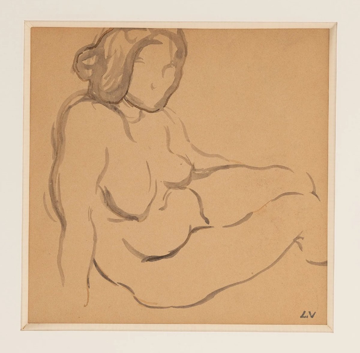Louis VALTAT (Dieppe, 1869 - 1952, Paris) – Nu assis, lavis d’encre sur papier, vers 1905