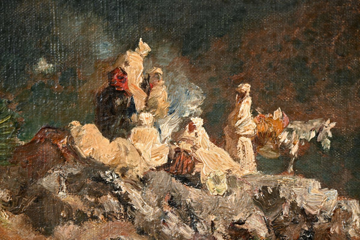 Gustave Flasschoen (1868-1940) Esquisse orientaliste, voyageurs dans l’Atlas algérien vers 1889-photo-2