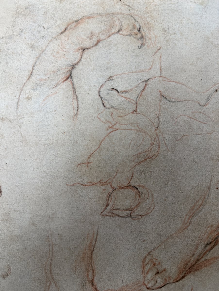 Attribué à Jacob Jordaens (Anvers, 1593 – 1678) - étude De Pieds Et Esquisse De Figure-photo-3