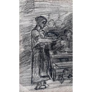 Circle Of Van Gogh, 19th Century - Peasant Woman In The Kitchen