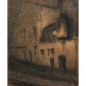 Maurice Dupuis (1882–1959), *old Facades*, 1906, Charcoal Drawing On Display At The Ghent Museum
