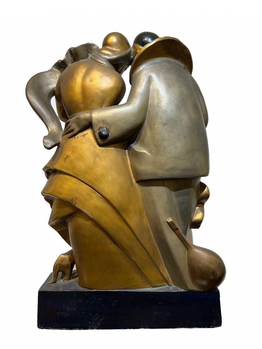 Sculpteur Actif Dans Les Années 1930, Pierrot Et Colombe Au Calice-photo-2