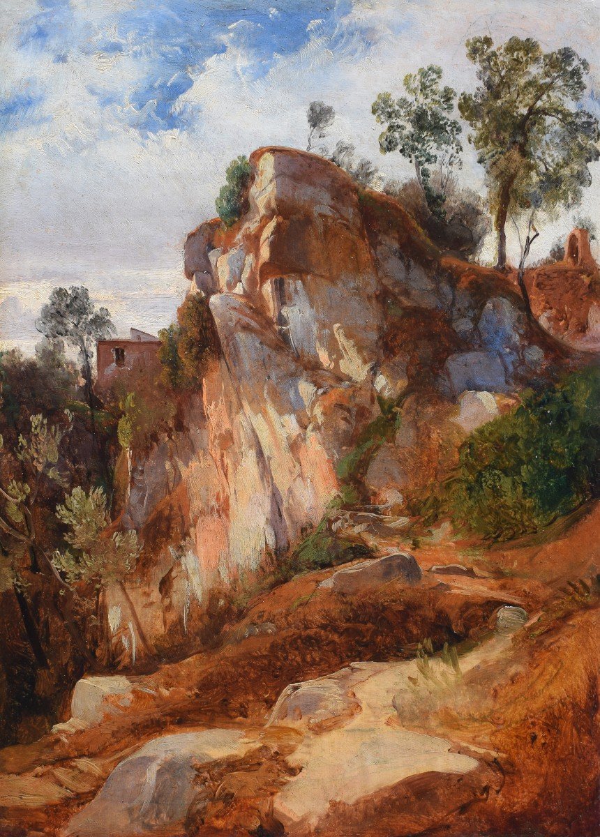 Giacinto Gigante (Naples 1806 – 1876), Paysage avec falaise
