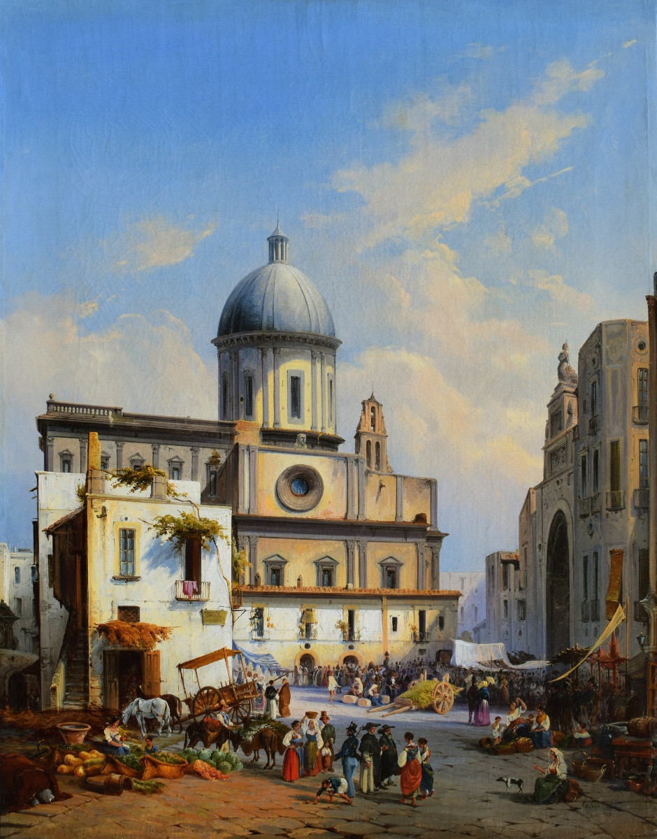 Consalvo Carelli (naples 1818 – Milan 1900), the Church Of Santa Caterina A Formiello (1848)