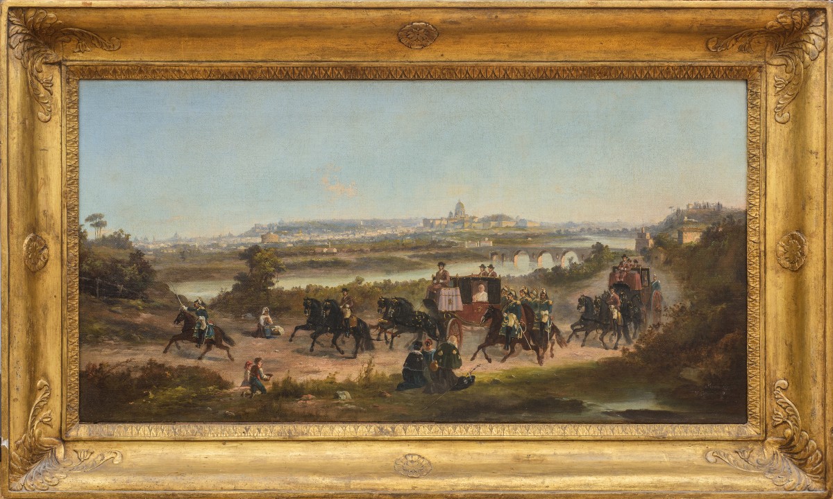 Vincenzo Giovannini (todi 1816 – Rome 1903), papal Procession At Tor Di Quinto-photo-2