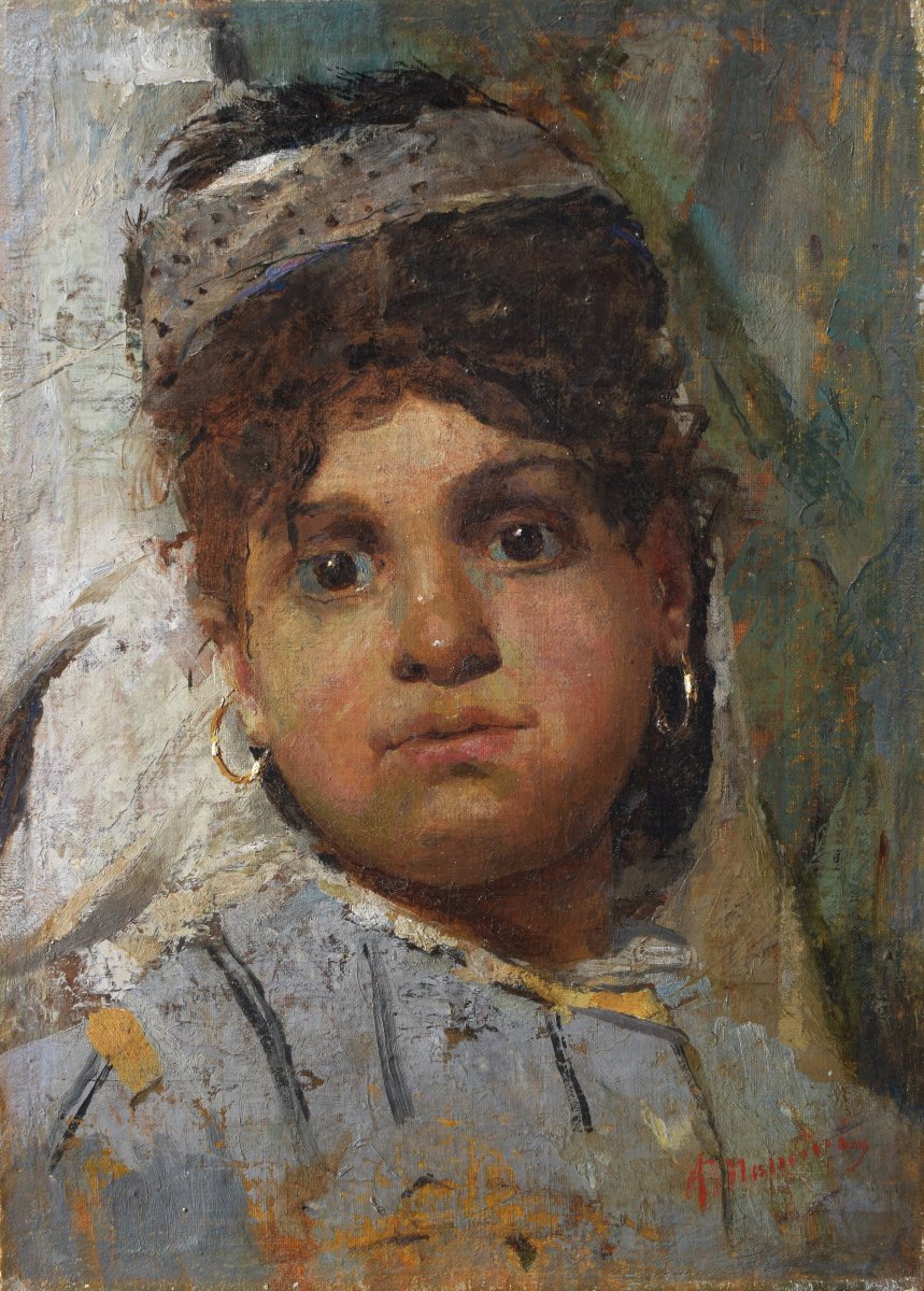 Antonio Mancini (rome, 1852 – 1930), *ciociara – Black Eyes* (1883)