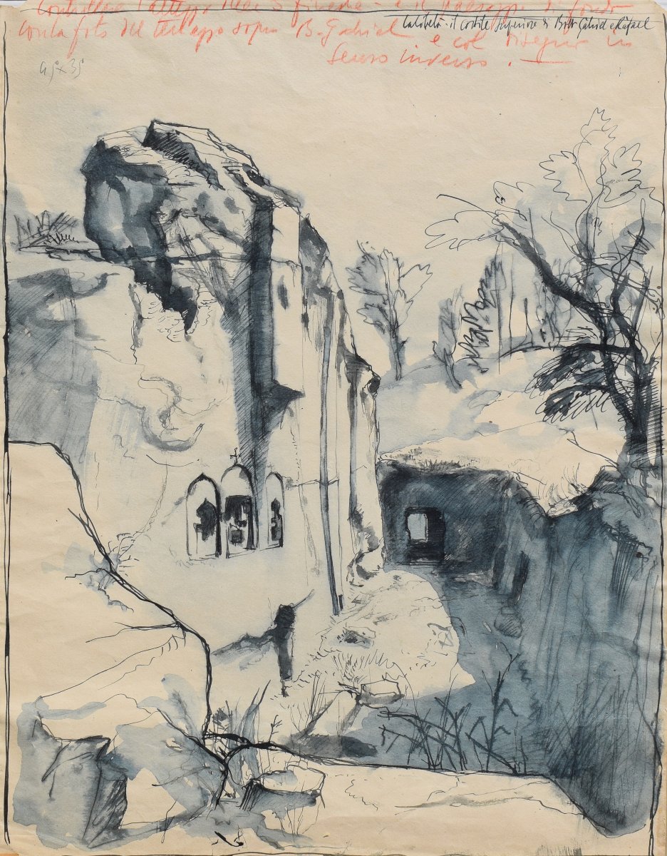 Lino Bianchi Barriviera (1906 – 1985), Lalibela, Vue de la cour supérieure de l'église 