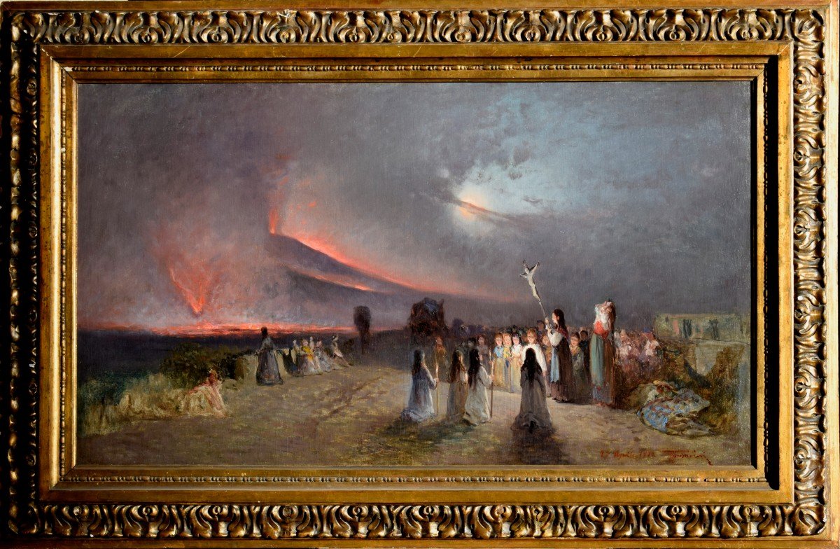 Francesco Mancini (naples 1830 - 1905), 'eruption Of Vesuvius On April 27, 1872.-photo-2