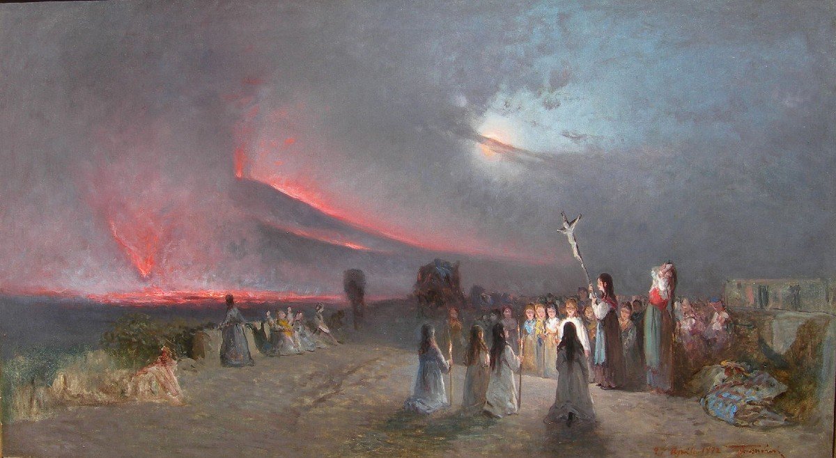 Francesco Mancini (naples 1830 - 1905), 'eruption Of Vesuvius On April 27, 1872.