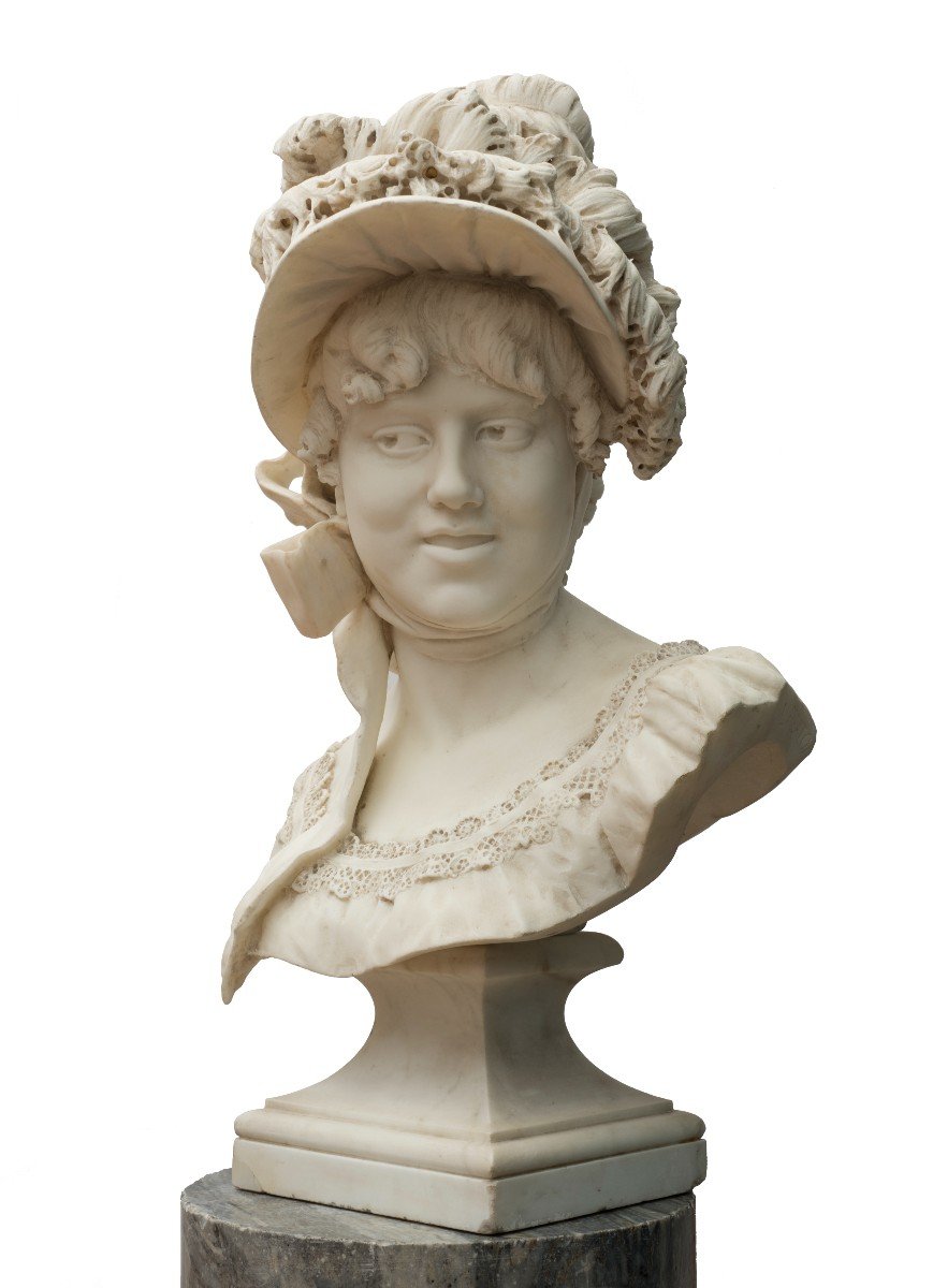 Luigi Preatoni (Novara 1845 -?),  Jeune Fille Au Chapeau