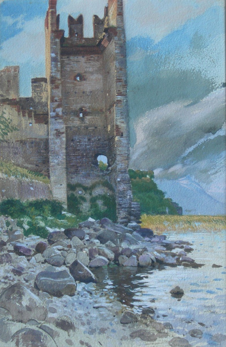 ADOLF HIREMY HIRSCHL (Temesvàr 1860 - Rome 1933), Tour sur le Lac de Garde.