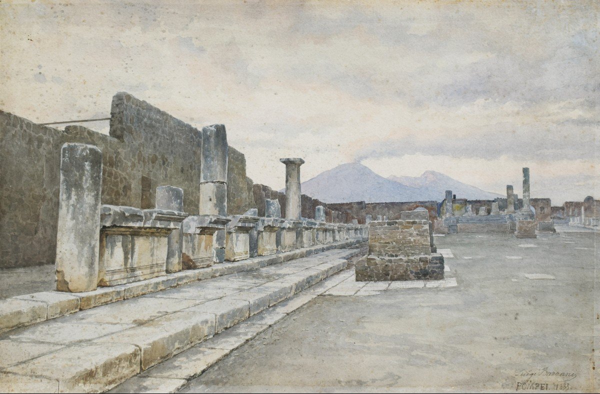 Luigi Bazzani (bologna 1836 - Rome 1927), The Forum Of Pompeii