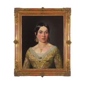 Francesco Paolo Palizzi (vasto 1825 – Naples 1871), Portrait Of His Sister Luisa