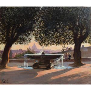 Paolo Pietro Baroni (1871 – 1938), the Cannonball Fountain In Trinità Dei Monti (1938)