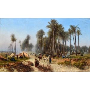 Achille Formis Befani (Naples 1830 – Milan 1906), Arrivée de la caravane dans l'oasis du désert
