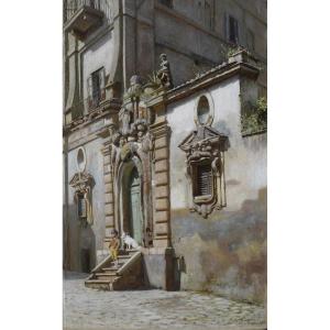 Niels Frederik Schiøttz-Jensen (Vordingborg1855 – Copenhague1941), Une halte au Palazzo Zuccari