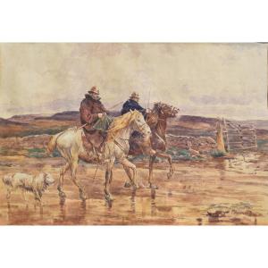 Enrico Coleman (rome, 1846–1911), Two Cowboys On Horseback