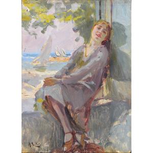 Arnaldo De Lisio (castelbottaccio, 1869 – Naples, 1949), A Day At The Beach