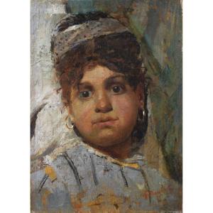 Antonio Mancini (Rome 1852-1930), Ciociara – Yeux noirs (1883)