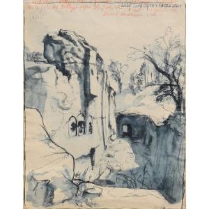 Lino Bianchi Barriviera (1906 – 1985), Lalibela, Vue de la cour supérieure de l'église 