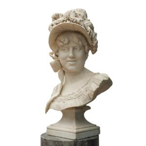 Luigi Preatoni (novara 1845 -?), Young Girl With The Hat