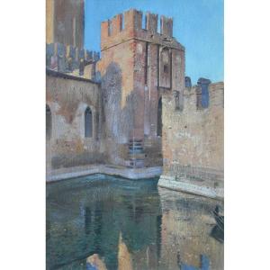 Adolf Hiremy Hirschl (temesvàr 1860 - Rome 1933), Castle Of Sirmione On Lake Garda