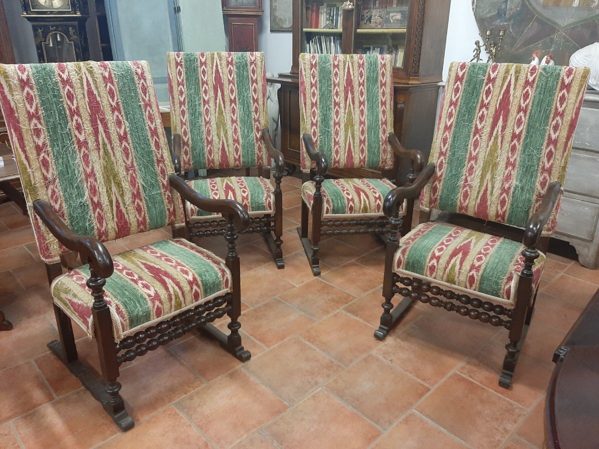 Four Walnut Highchairs From The 17th Century