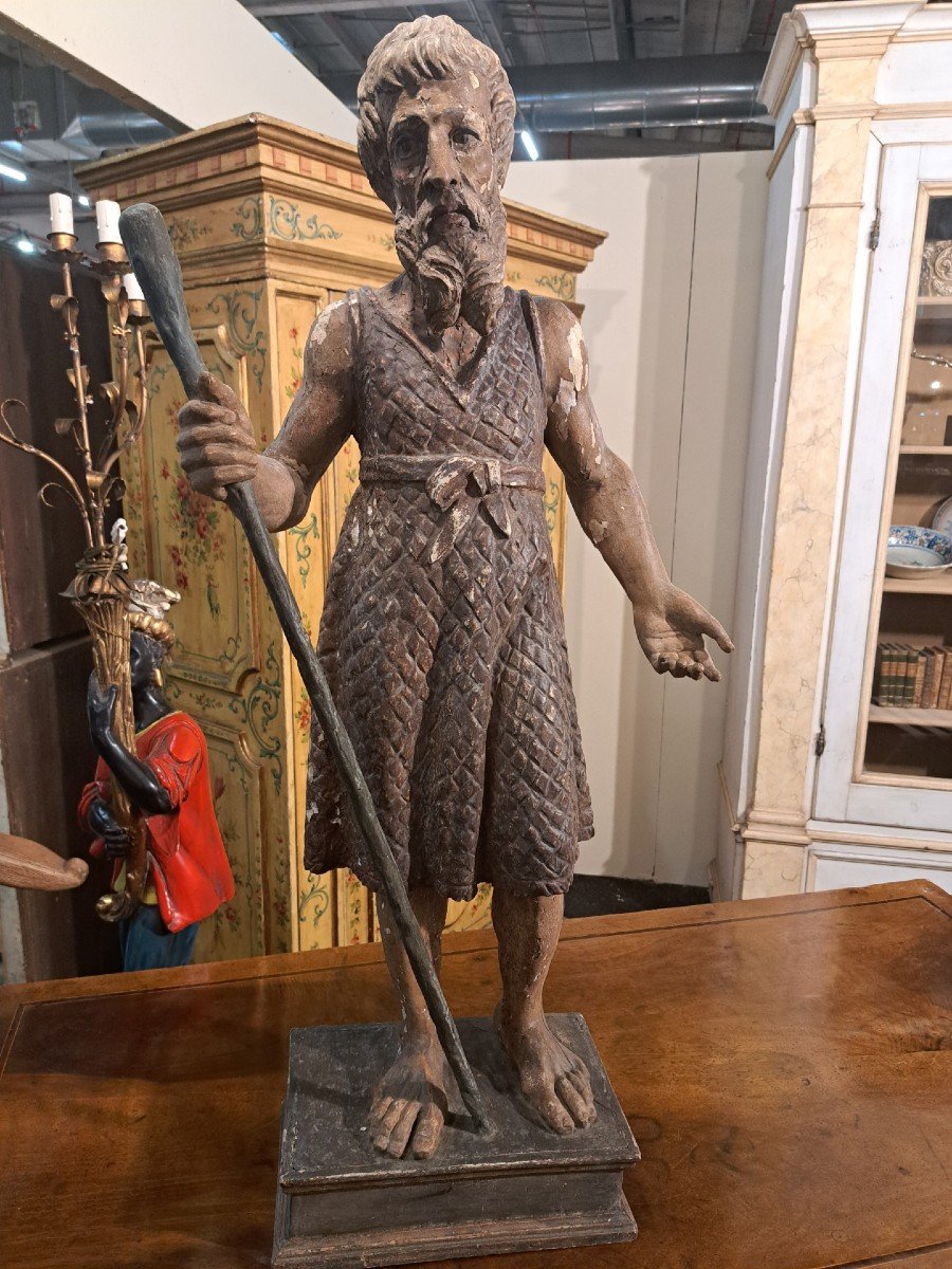 Saint Paul Of Thebes Hermit, Polychrome Wooden Sculpture Of 1600-photo-6