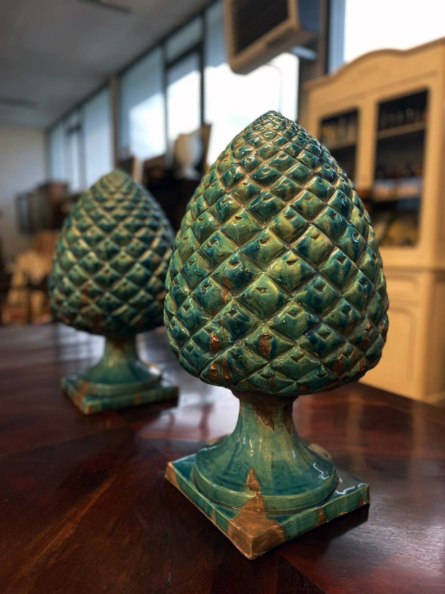 Pair Of Ceramic Pine Cones-photo-2