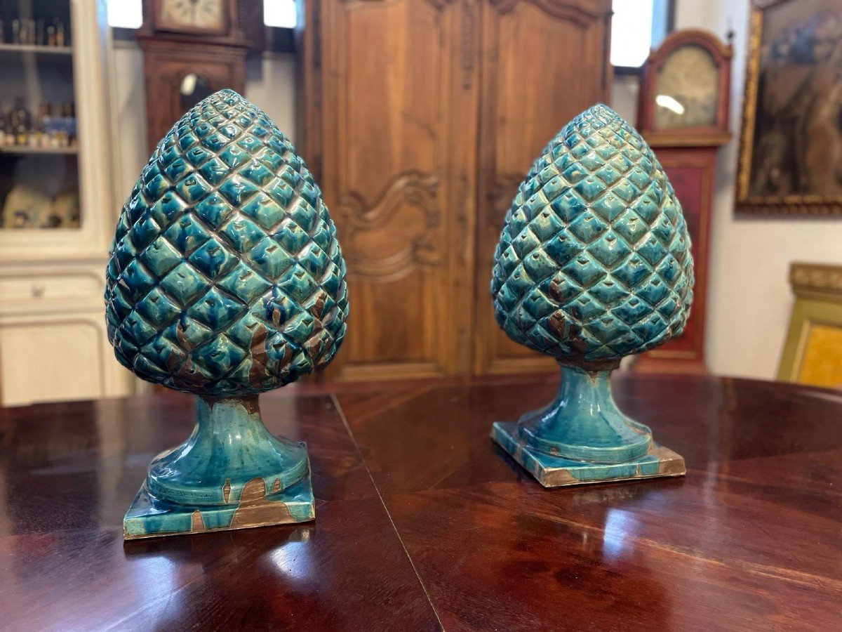 Pair Of Ceramic Pine Cones-photo-2