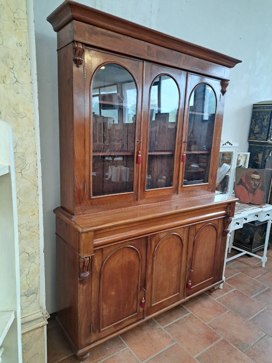 Bibliothèque En Acajou Blond Du XIXe Siècle-photo-3